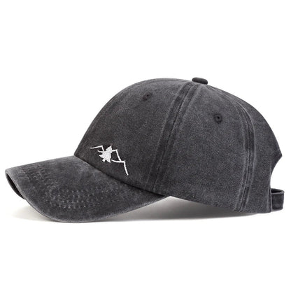 Unisex Mountain Embroidery Wash Baseball Caps