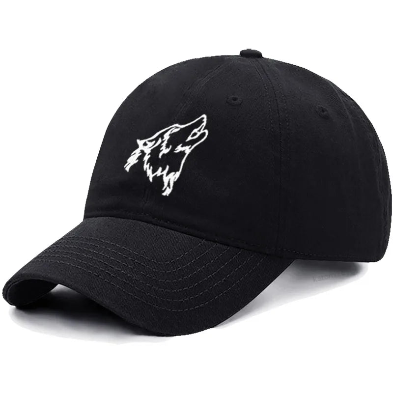 Wolf Embroidered Baseball Cap For Women Men