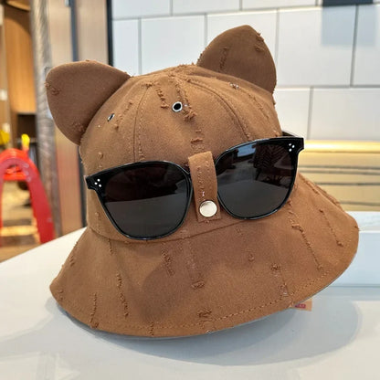 Bucket Hat With Glasses Women Spring Summer