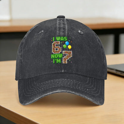 I was 6 Now Im 7 Video Gamer Birthday Boy Gift Casual Baseball Cap