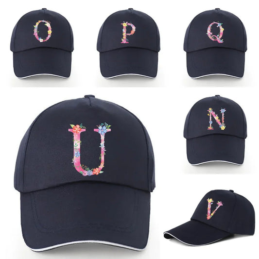 Men Baseball Cap Pure Cotton Adjustable Back Buckle Hat Pink Letter Print