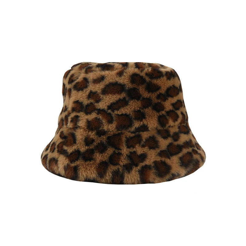 Winter Zebra Pattern Faux Fur Fluffy Bucket Hat