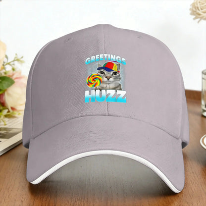 Greetings Huzz Cat Meme Baseball Cap