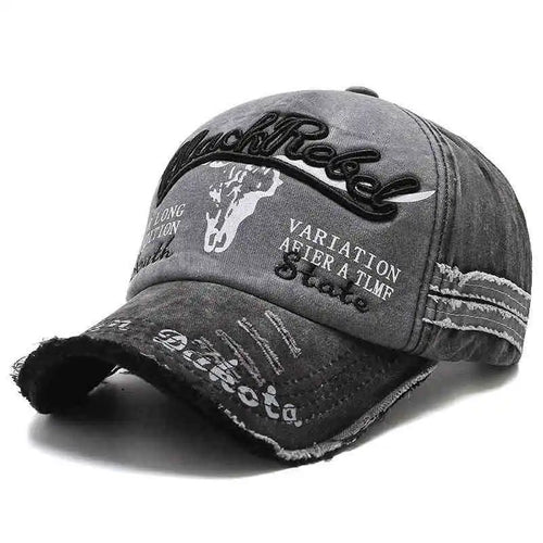 Bull Head Hat Men's Embroidery Letters Retro Washed Baseball Cap