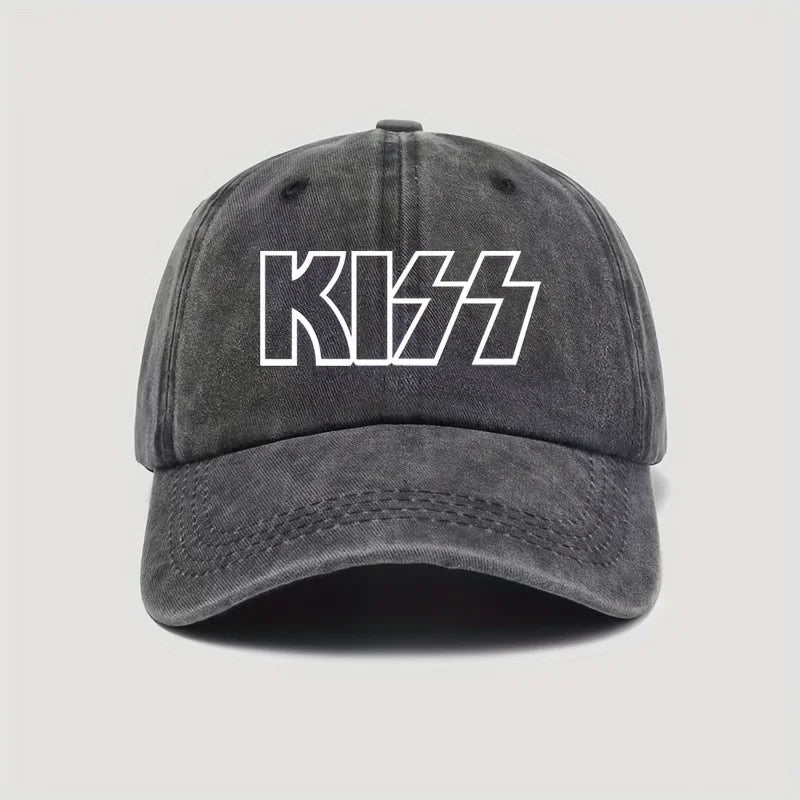 KISS Letter Printed Washed Baseball Cap