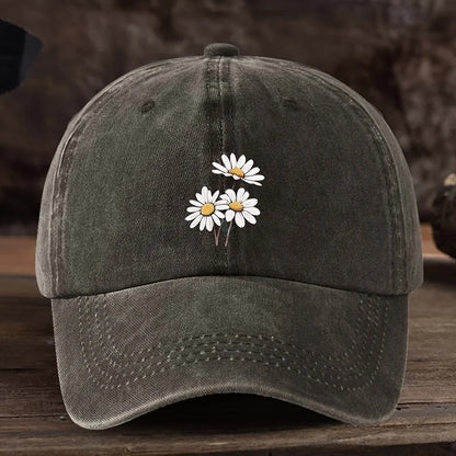Three Daisy Print Baseball Caps
