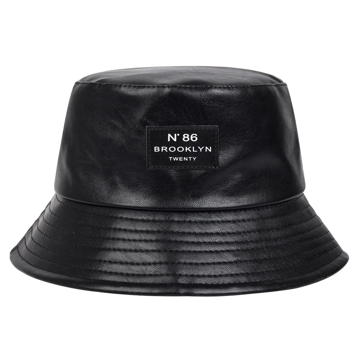 Unisex LOS ANGELES Label Personality Pu Leather Bucket Hats Fishermen Caps