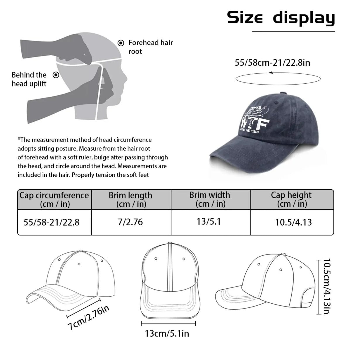 WTF Where's The Fish Baseball Cap
