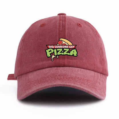 PIZZA Print Washed Baseball Cap For Adults