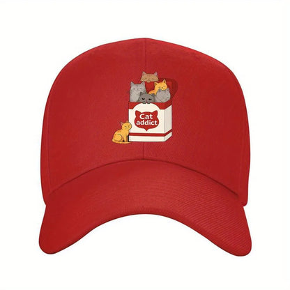 Cat Addict Box Graphic Baseball Cap