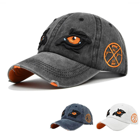 Washed Cotton Baseball Caps For Women Men Eagle Eye Embroidery Baseball Hat