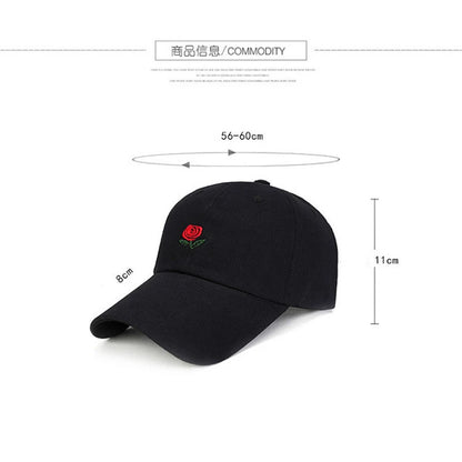 Unisex Rose Embroidery Baseball Cap For Men Women Flower Cap