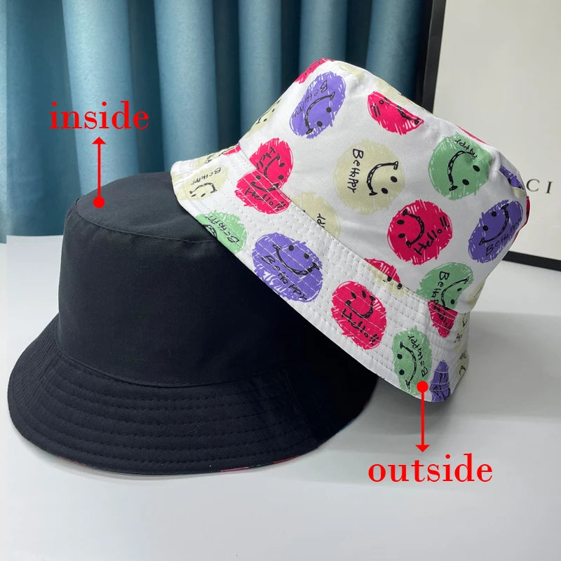 2024 New Bucket Hats Letter Embroidered Double-sided Fisherman