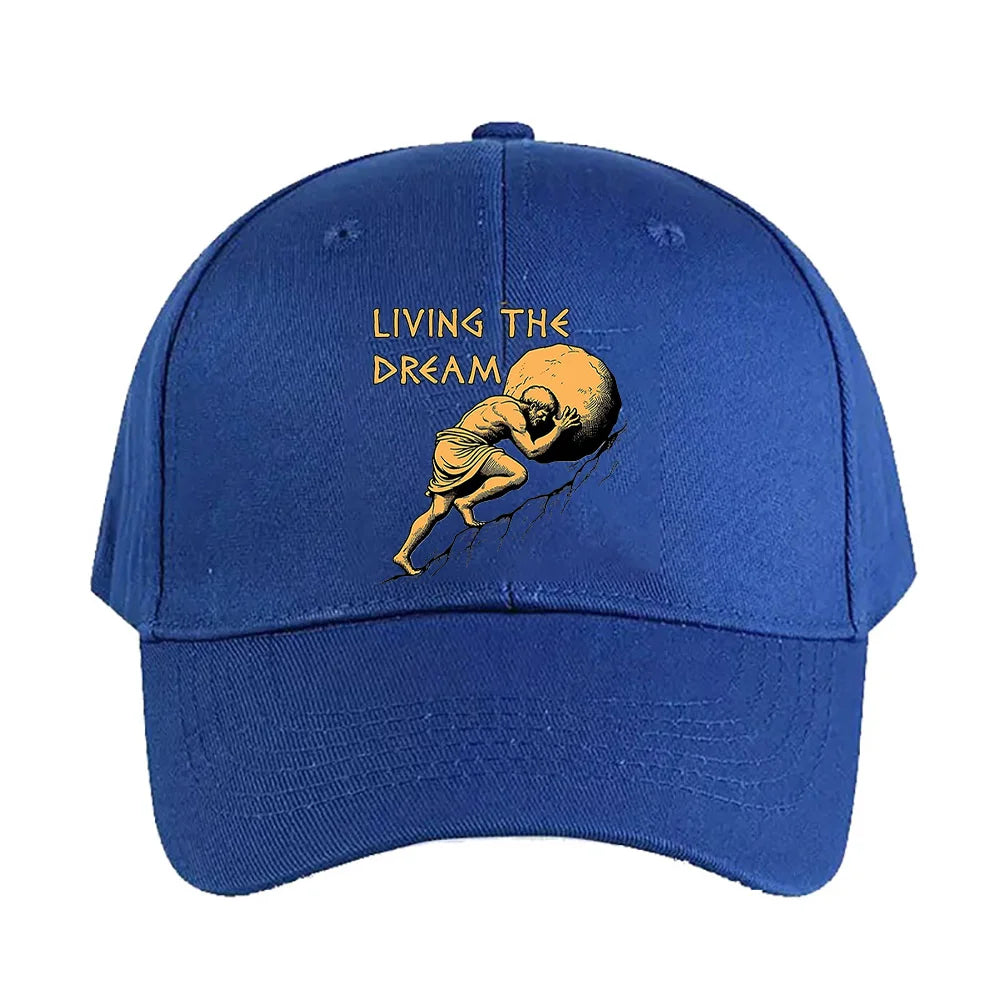 Living The Dream Sisyphus Greek Mythology Meme Baseball Cap Woman Man Adult Summer Adjustable with Curved Brim duckbill cap