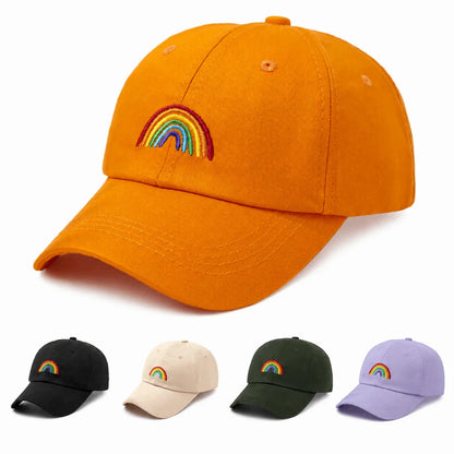 Minimal Adjustable Rainbow Embroidery Baseball Cap