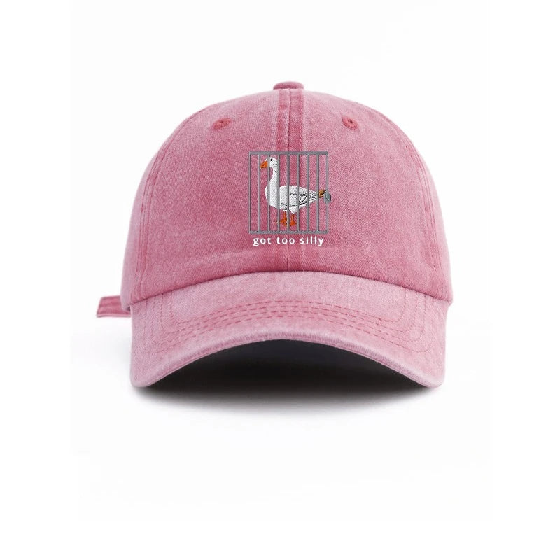 Baseball Cap Unisex Goose Cage Print Hat Got Too Silly Letter Graphic