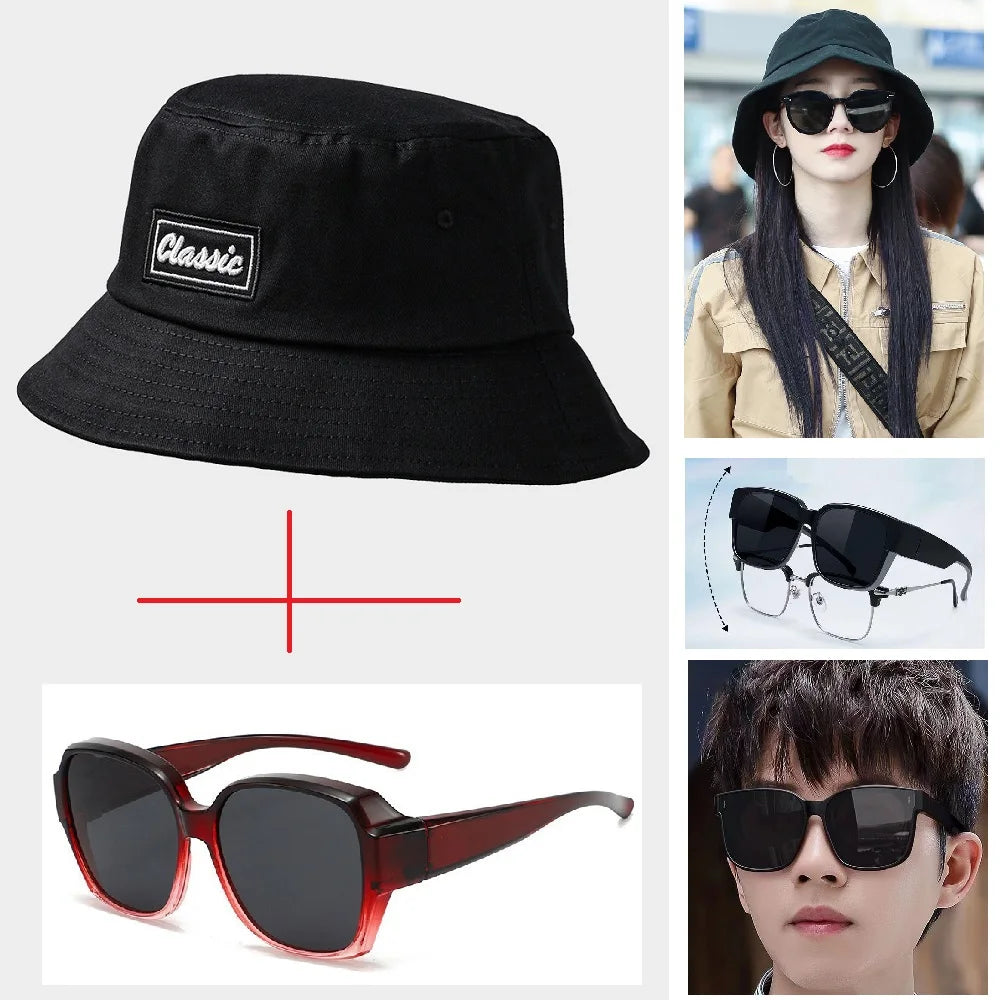 Men Women Big Head Bucket Hats Beach Oversize Sun Cap