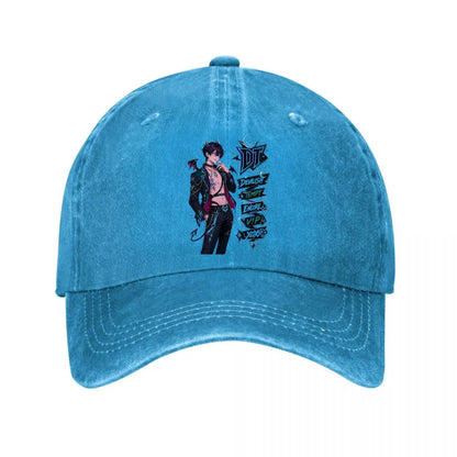 Neon Gothic Demon Mascot Banner Art Baseball Cap