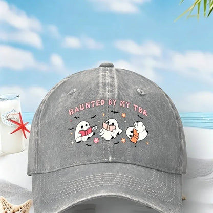 Reading Ghost Print Haunted By My TBR Unisex Baseball Cap