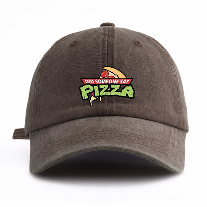 PIZZA Print Washed Baseball Cap For Adults