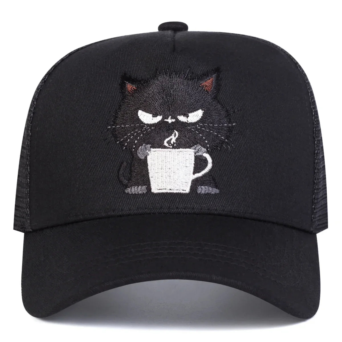 Unisex Black Cat Embroidery Baseball Caps