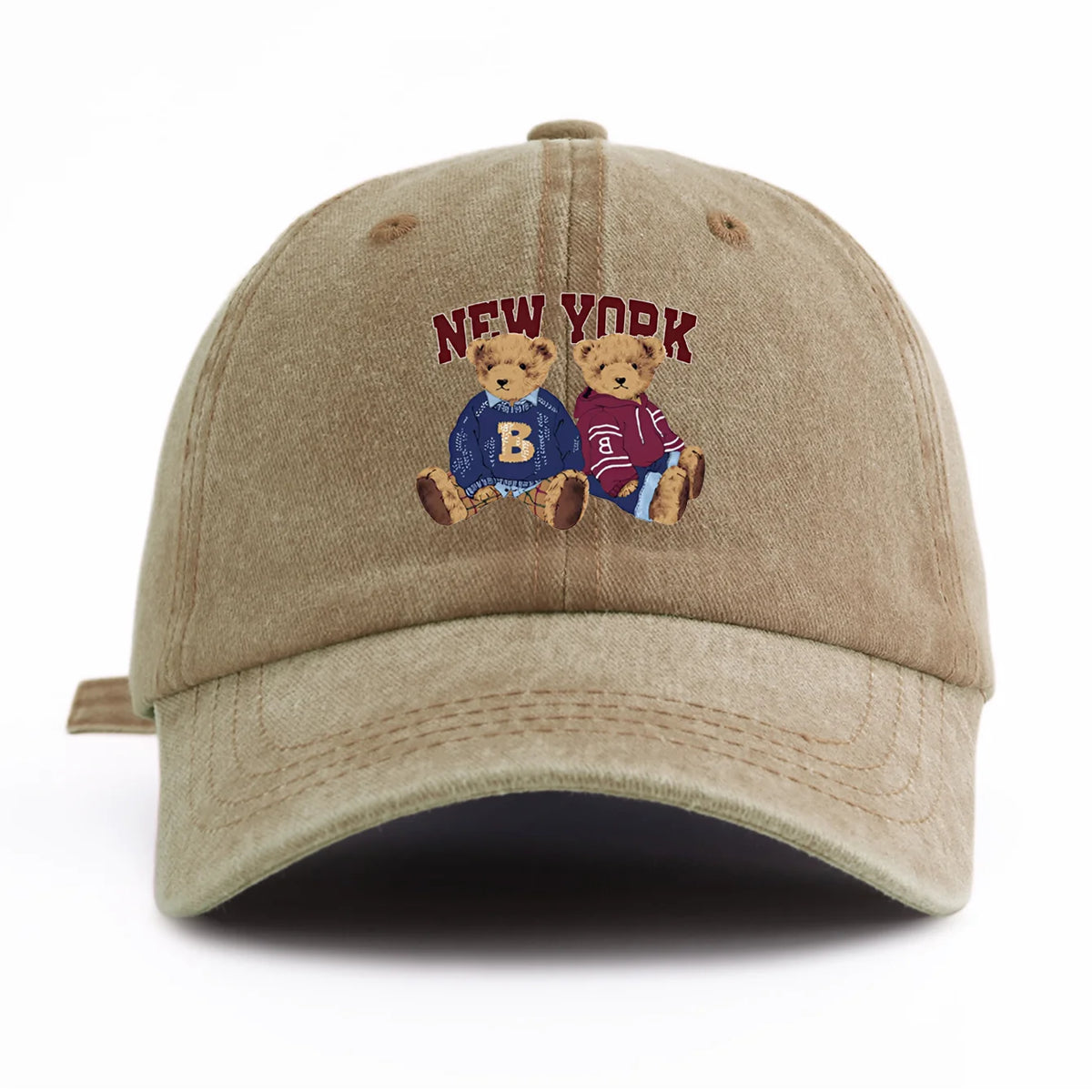Bear Duo Print Washed Baseball Cap