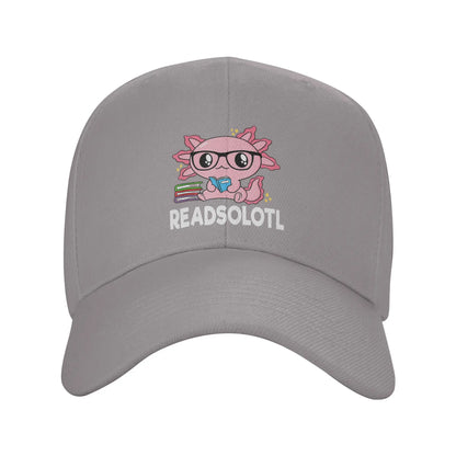 Readsolotl Axolotl Book Lover Funny Reading Baseball Cap
