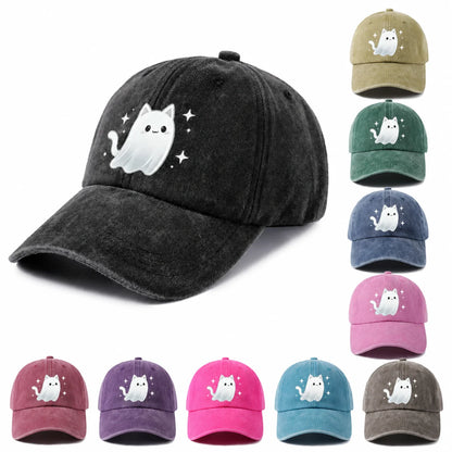 Cute Ghost Cat Graphic Baseball Cap
