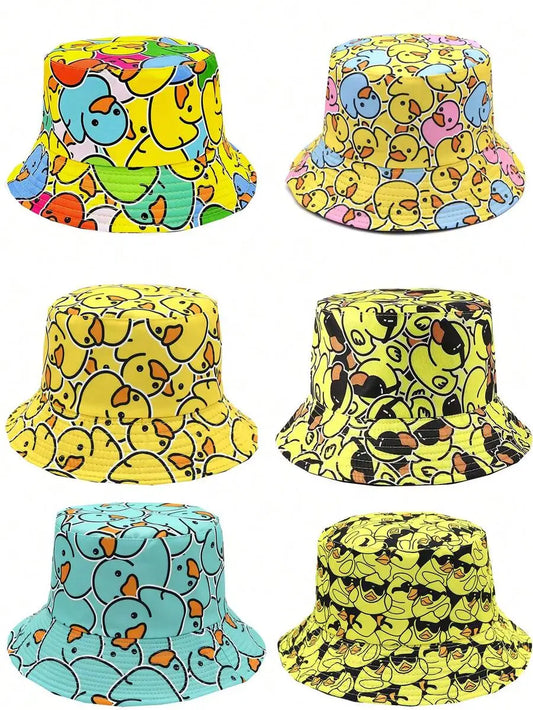 Casual Colorful Cartoon Duckling Print Bucket Hat