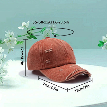 Distressed Vintage Washed Cotton Breathable Lightweight Baseball Cap