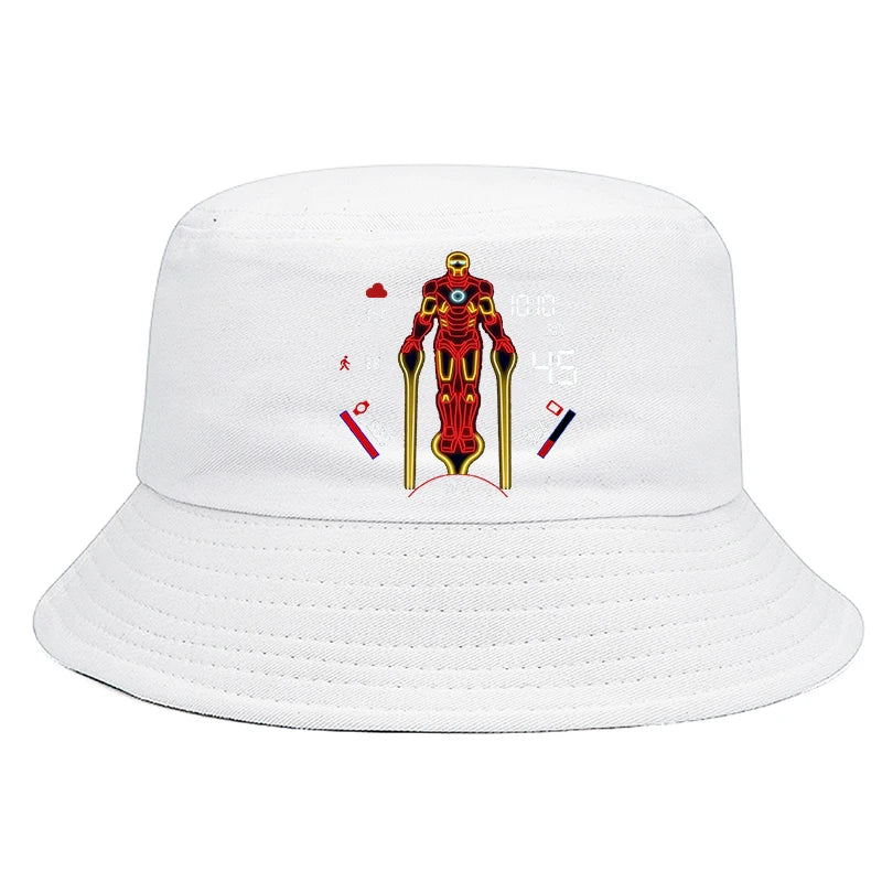 Marvel Iron Man Bucket Hat Casual Graphic Vintage Cartoon Beach Panama Hats