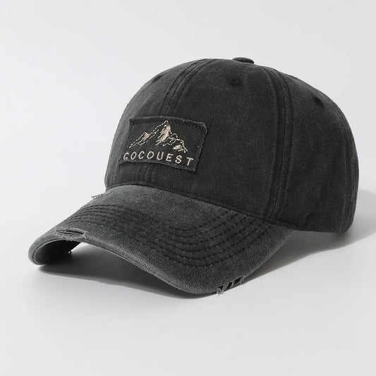 New Unisex Vintage Washed Cotton Baseball Cap Mountain Embroidery For Men Women