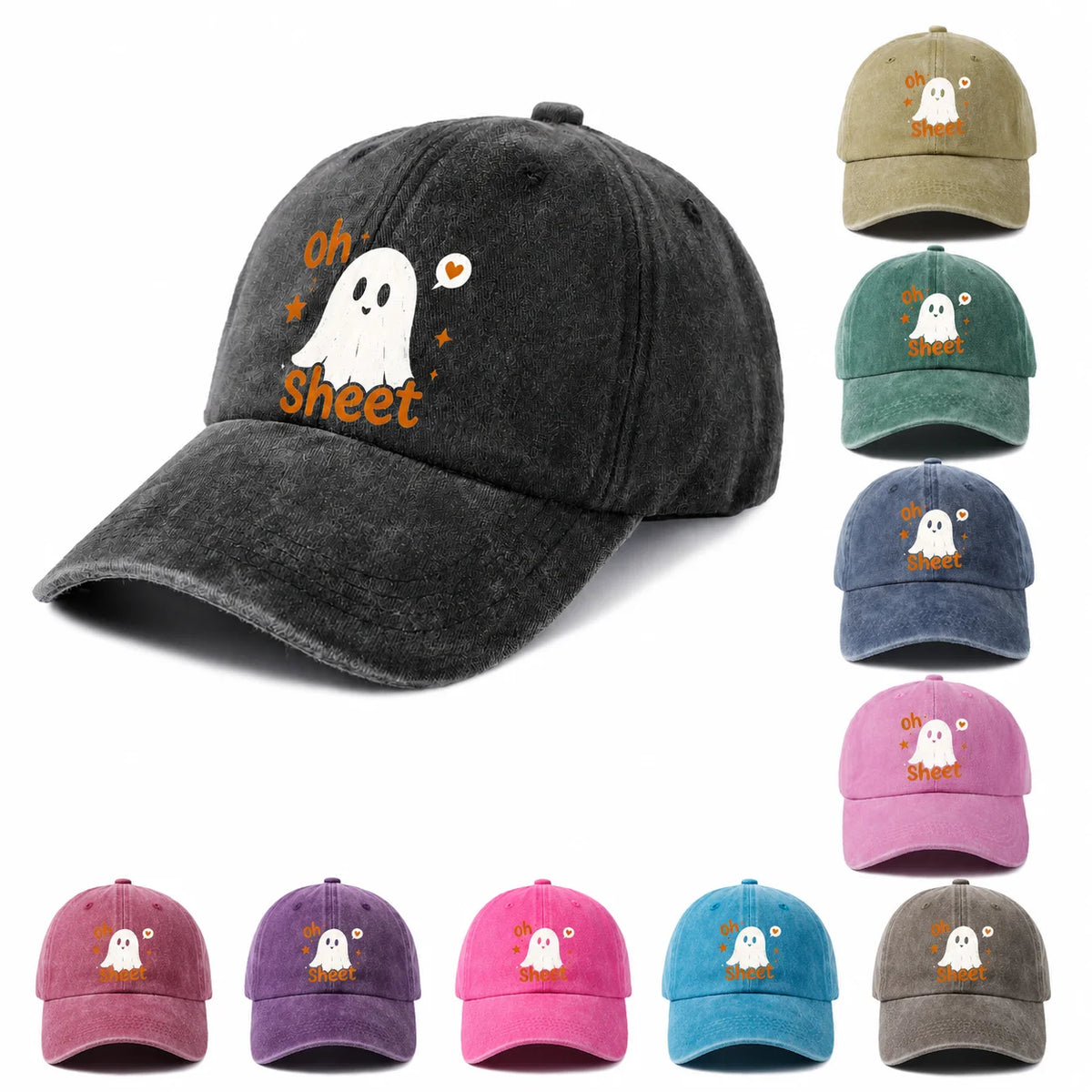 Funny Oh Sheet Ghost Graphic Baseball Cap