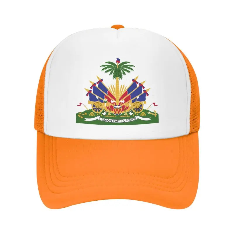Haitian Flag Printed Mesh Baseball Cap