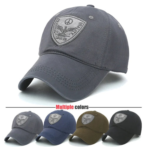 Fashion Classic Soft Top Embroidery Patch Washable Military Cadet Baseball Cap