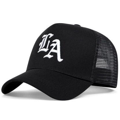 Unisex LA Letter Embroidery Baseball Net Caps Hip Hop Cap