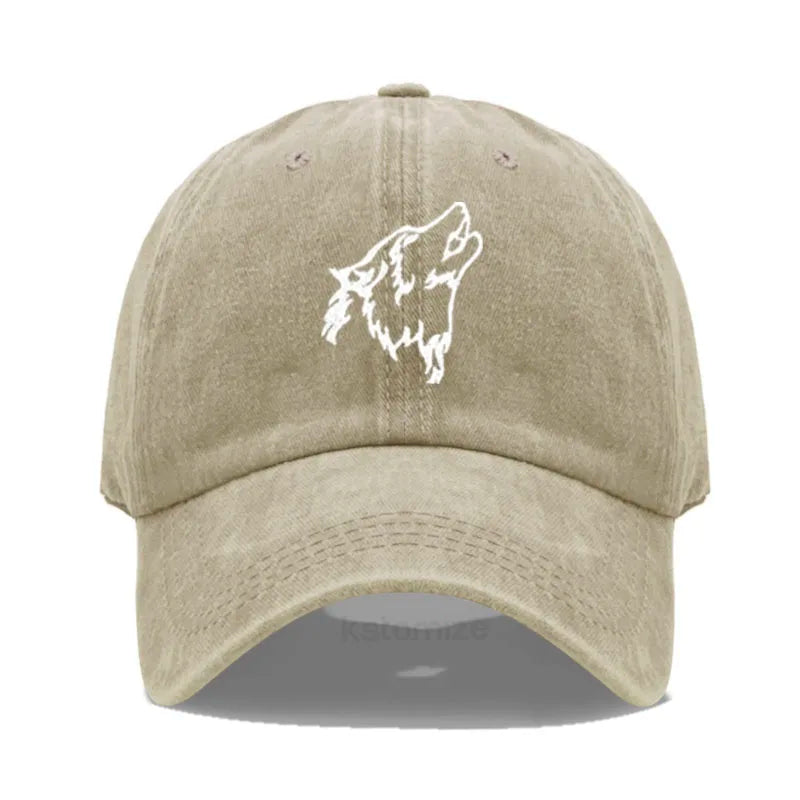 Wolf Embroidered Baseball Cap For Women Men