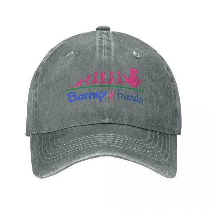 Vintage Washed Cotton Barney Friends Dinosaur Cartoon Baseball Cap