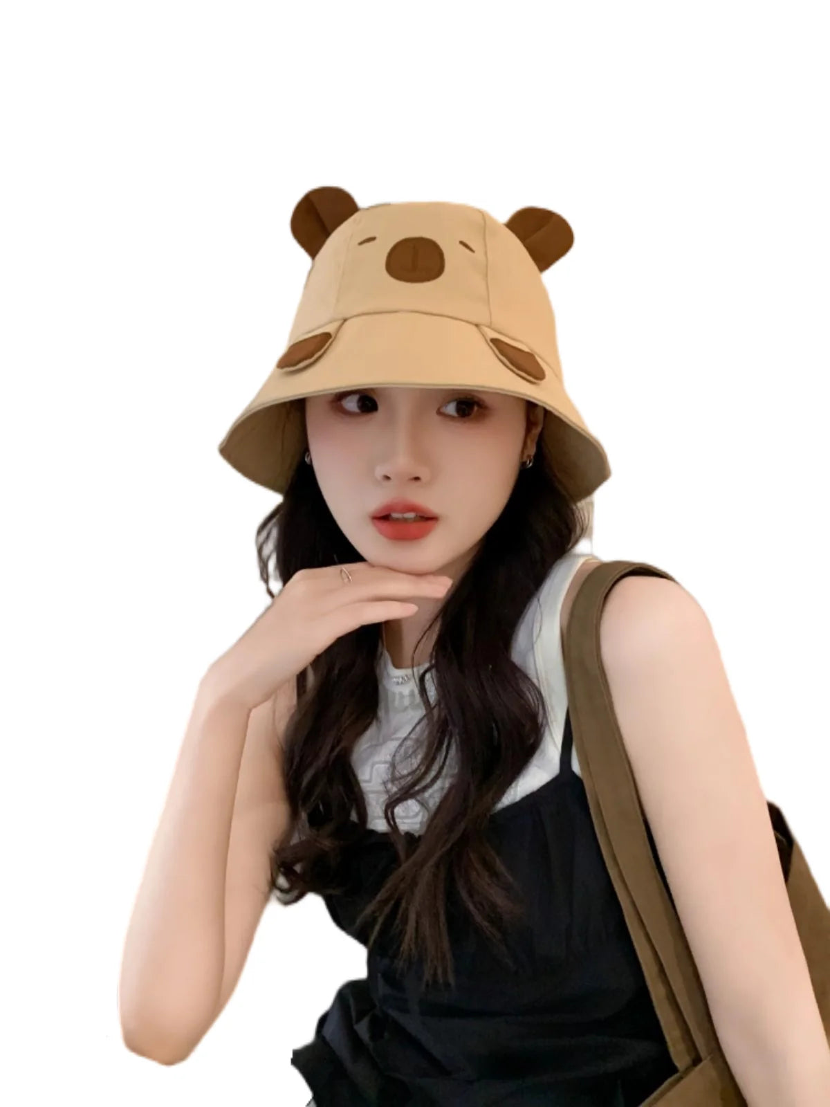 Spring Summer Bucket Hat For Women Men Cute Dog Ear Bear Nose Cartoon