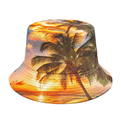 Tropical Style Coconut Tree Island Print Fisherman Hat Bucket Hat