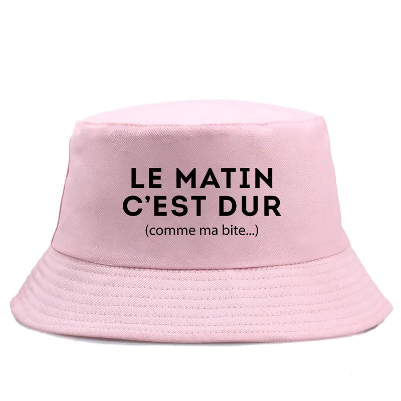 Adult Reversible Bob Le Matin C’est Dur Comme Ma Bite Print Bucket Hat