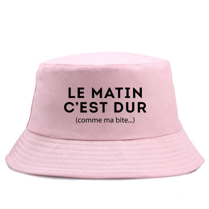 Adult Reversible Bob Le Matin C’est Dur Comme Ma Bite Print Bucket Hat