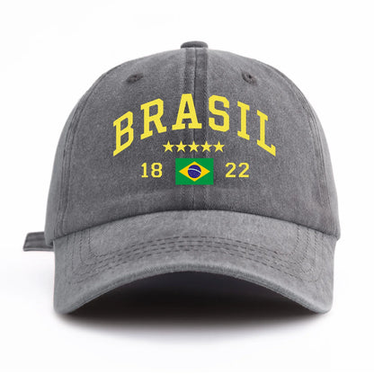BRASIL Print Washed Baseball Cap For Adults
