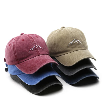 Retro Washed Cotton Cap Unisex Mountain Embroidery Baseball Caps