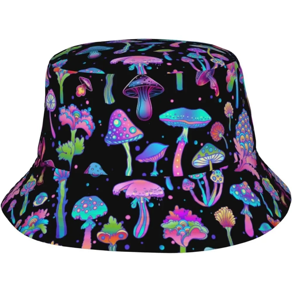 Purple Mushroom Fisherman Cap Summer Unisex Printing Bucket Hat