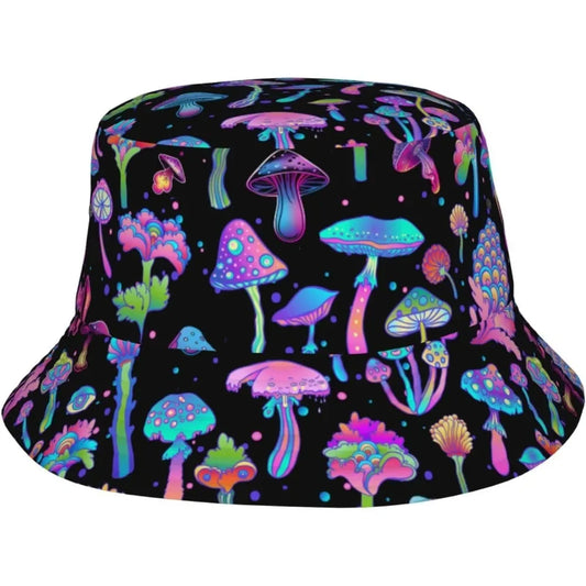 Purple Mushroom Fisherman Cap Summer Unisex Printing Bucket Hat