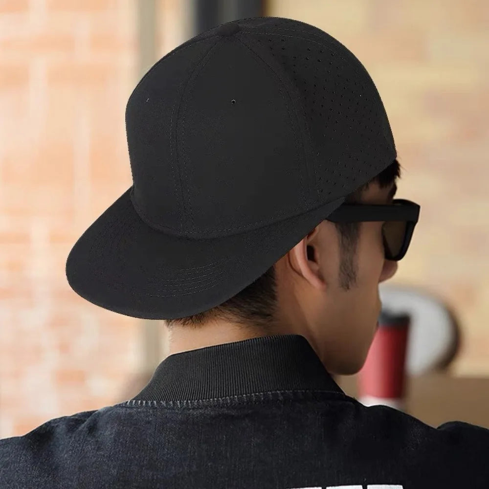 High Quality Full Closed Mens Snaoback Cap Causal Solid Flat Brim