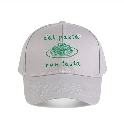 Pink Baseball Cap Eat Pasta Run Fasta Baseball Cap