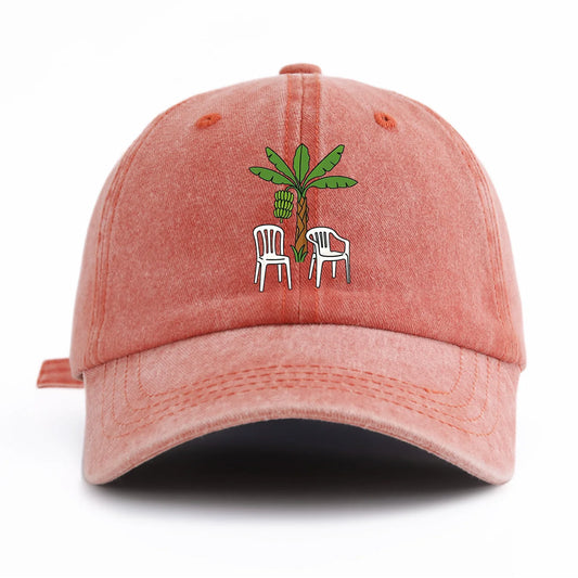 Chair And Tree Print Washed Baseball Cap