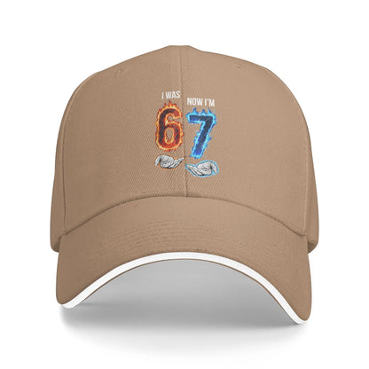 I was 6 Now I'm 7 Meme Hands 7th Birthday Flames Fire Baseball Cap